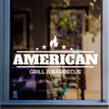 American Grill & Barbecue Window Sticker displayed on a shop window