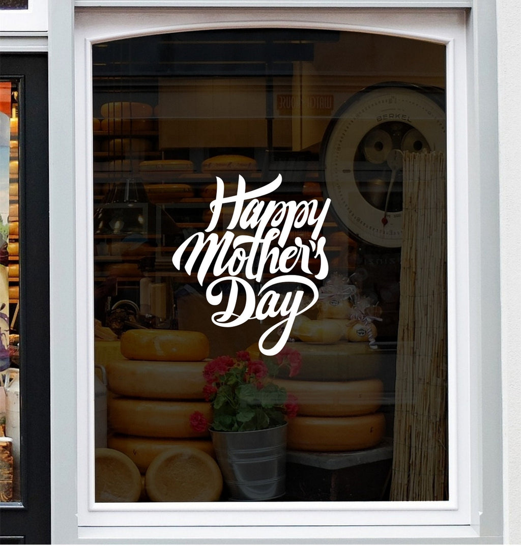 Script Happy Mother’s Day Shop Window Sticker shown in a shop window display