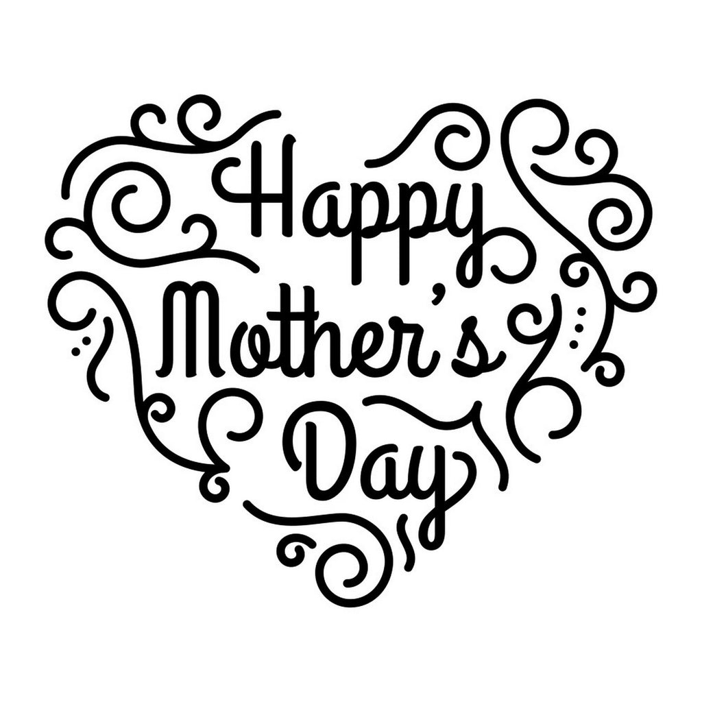 Ornate Happy Mother’s Day Shop Window Sticker design shown in black on a plain white background
