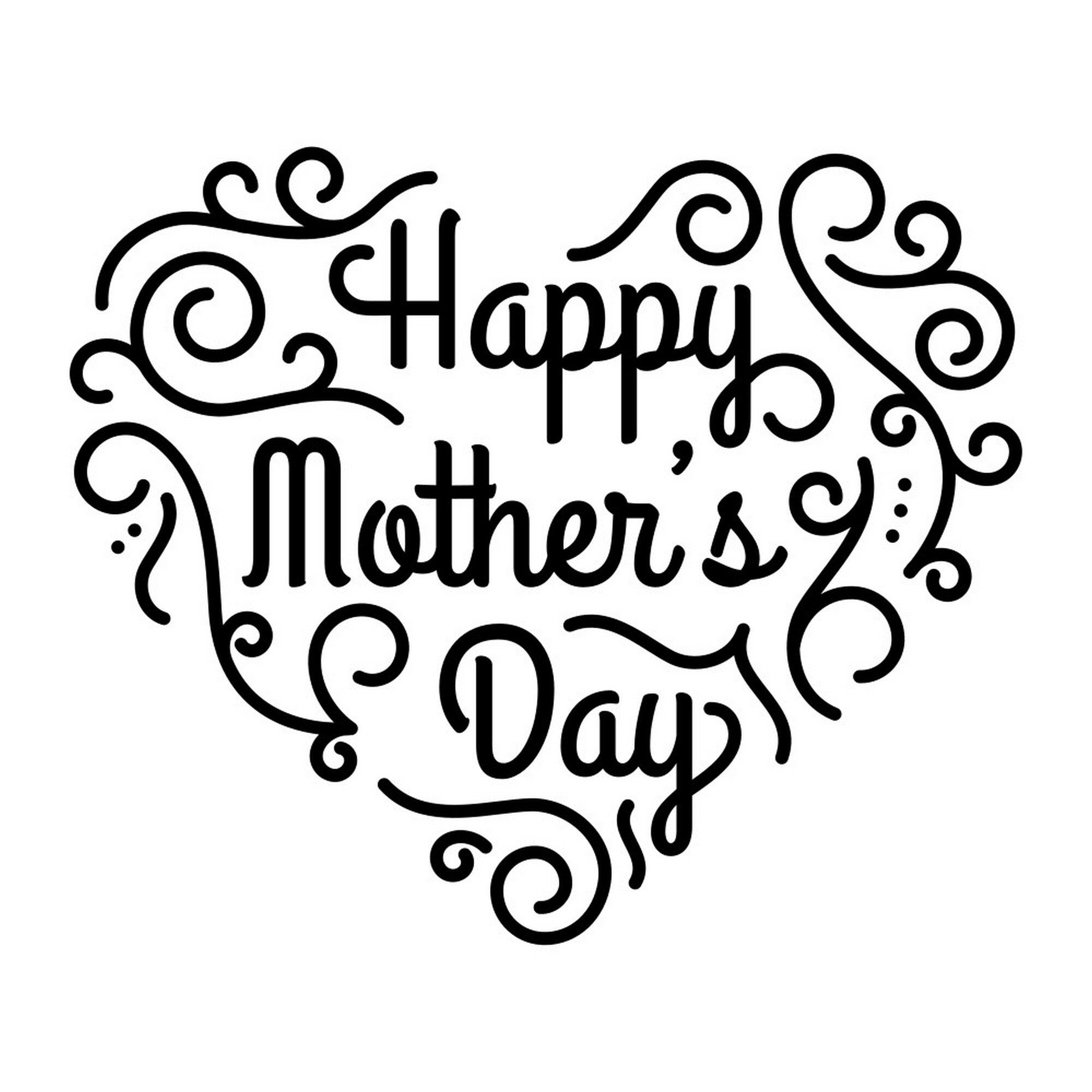 Ornate Happy Mother’s Day Shop Window Sticker design shown in black on a plain white background
