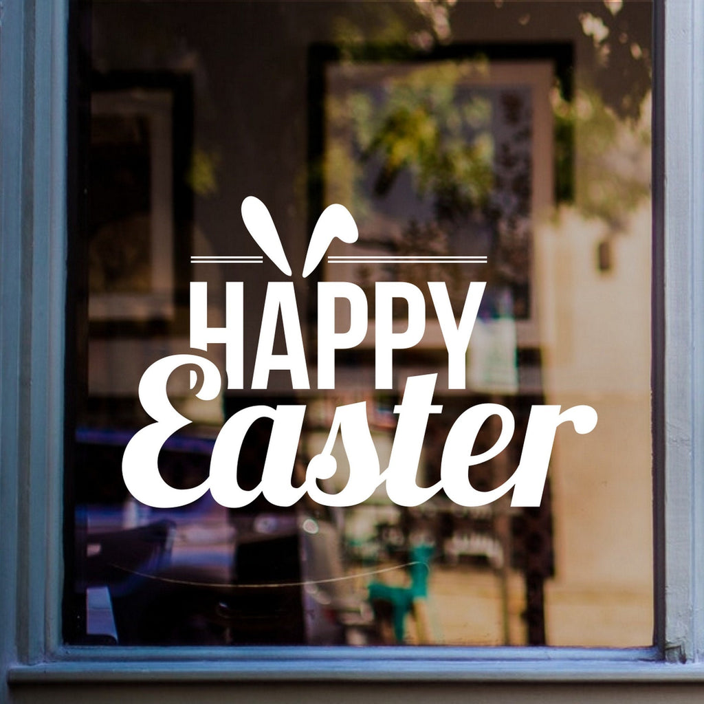 Happy Easter Shop Window Sticker shown on a shop window