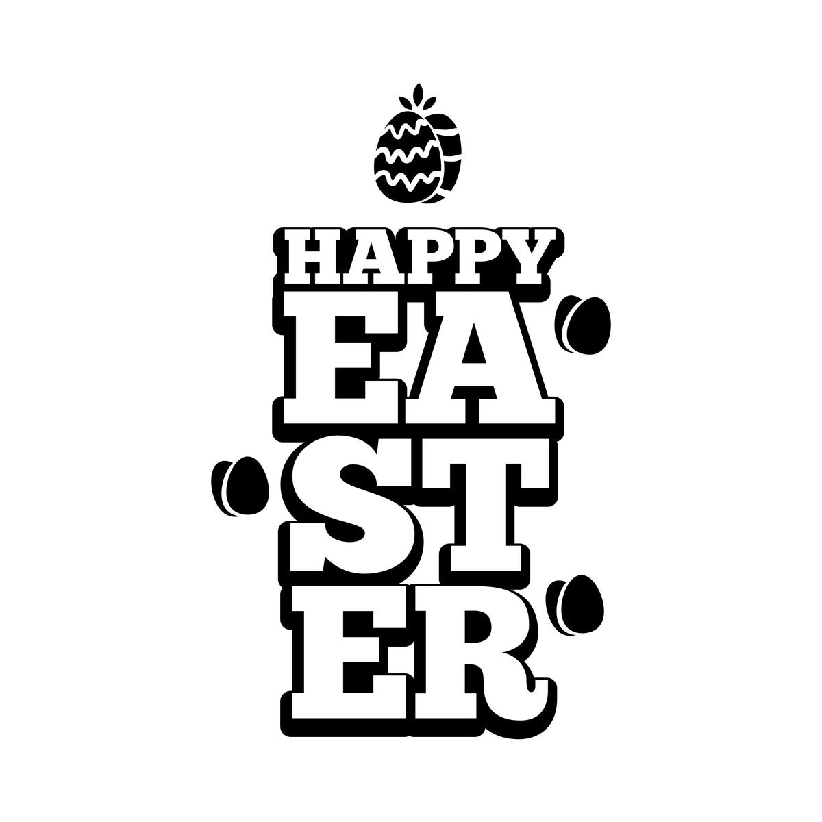 Happy Easter Shop Window Sticker black vinyl design on a white background