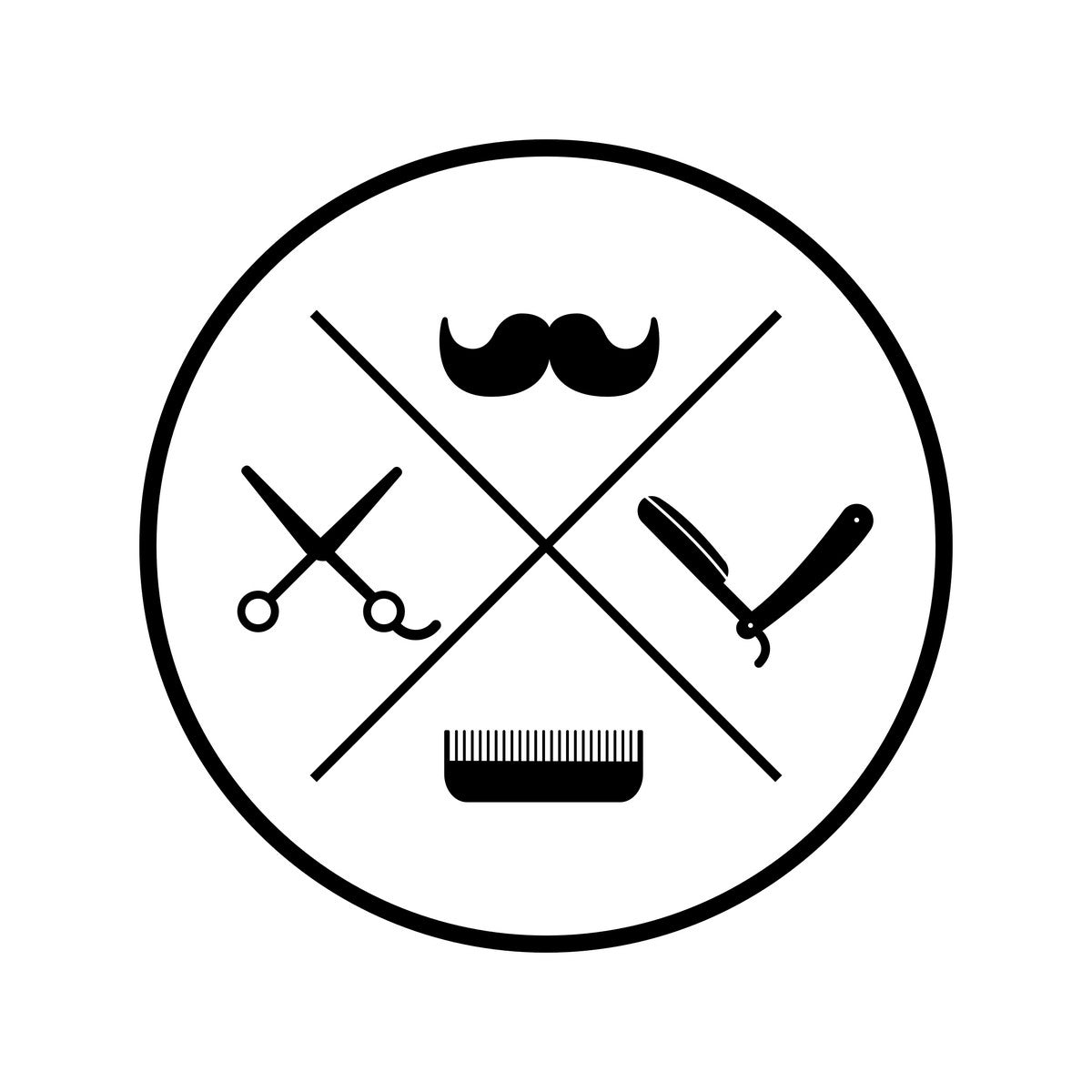 Barber Shop Window Sticker – Vintage Emblem black vinyl design on a white background