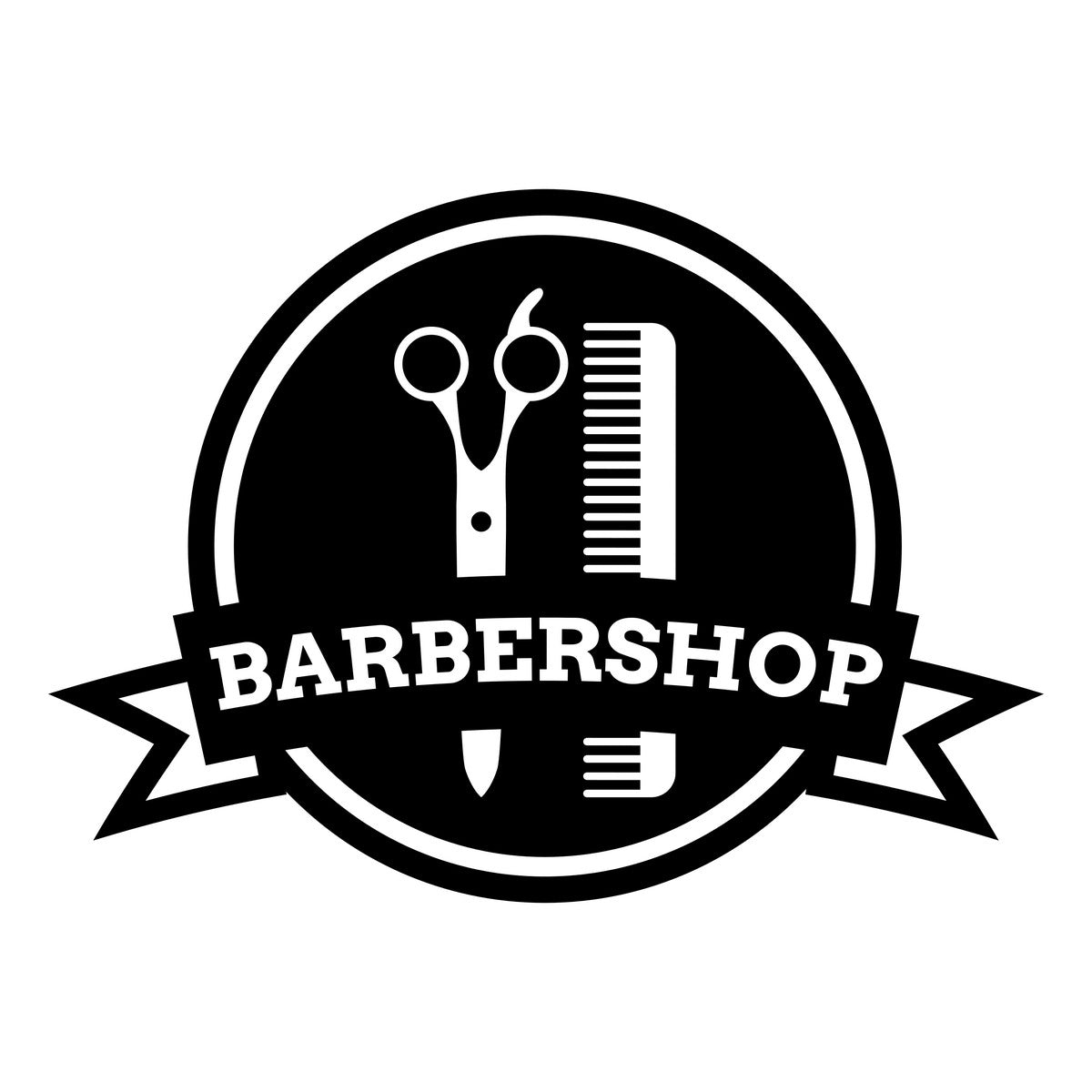 Barbershop Badge Window Sticker black vinyl design on a white background