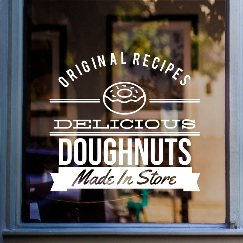 Delicious Doughnuts bakery shop window sticker display