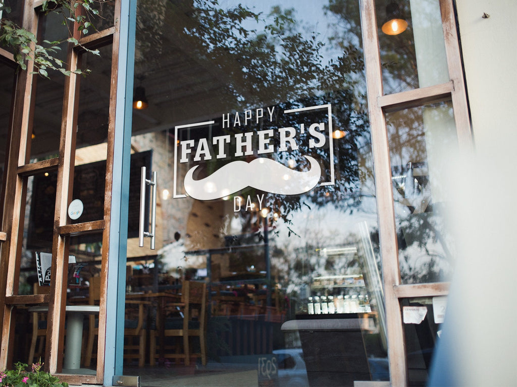Happy Father's Day Shop Window Sticker design shown in black on a plain white background