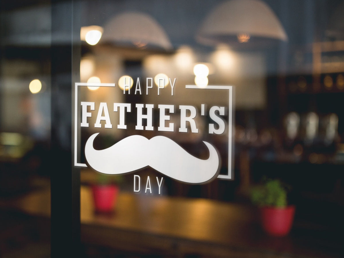 Happy Father's Day Shop Window Sticker shown in a retail window display