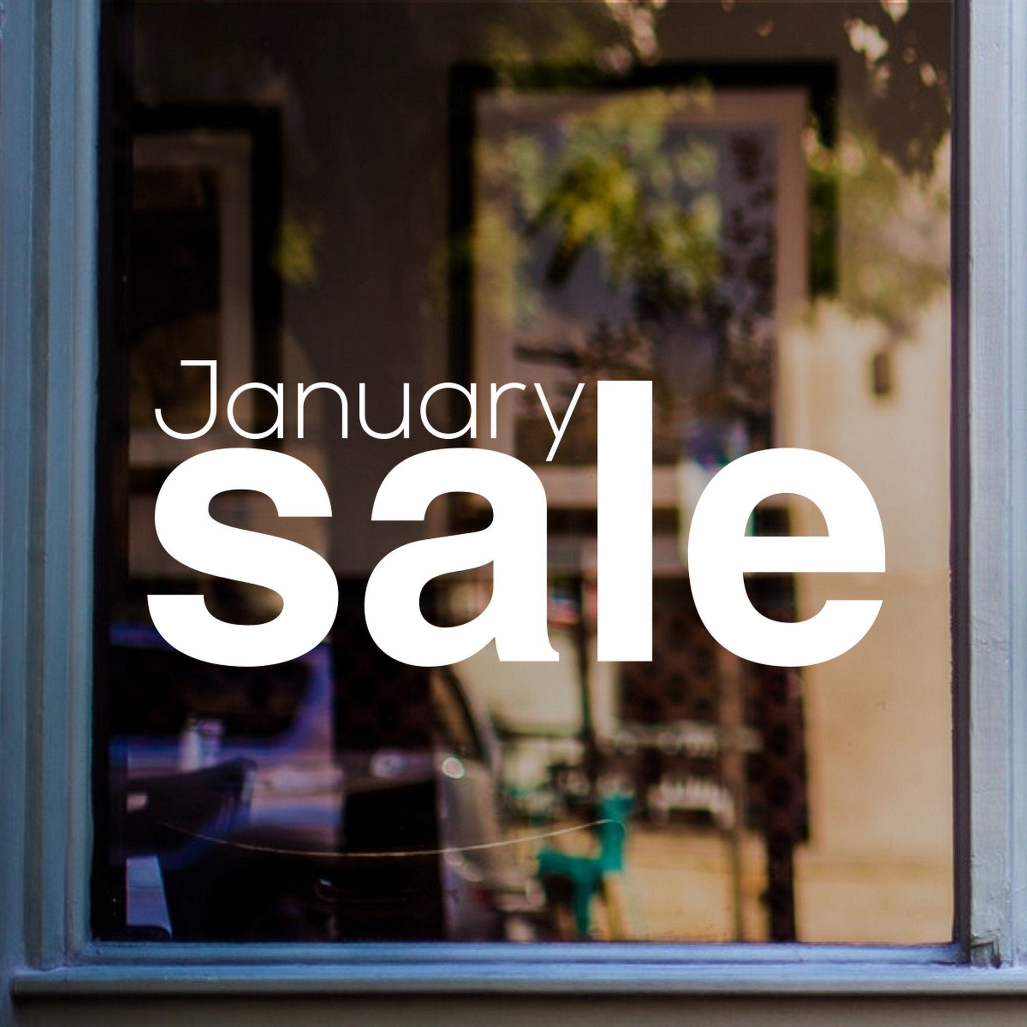January Sale Shop Window Sticker display mockup