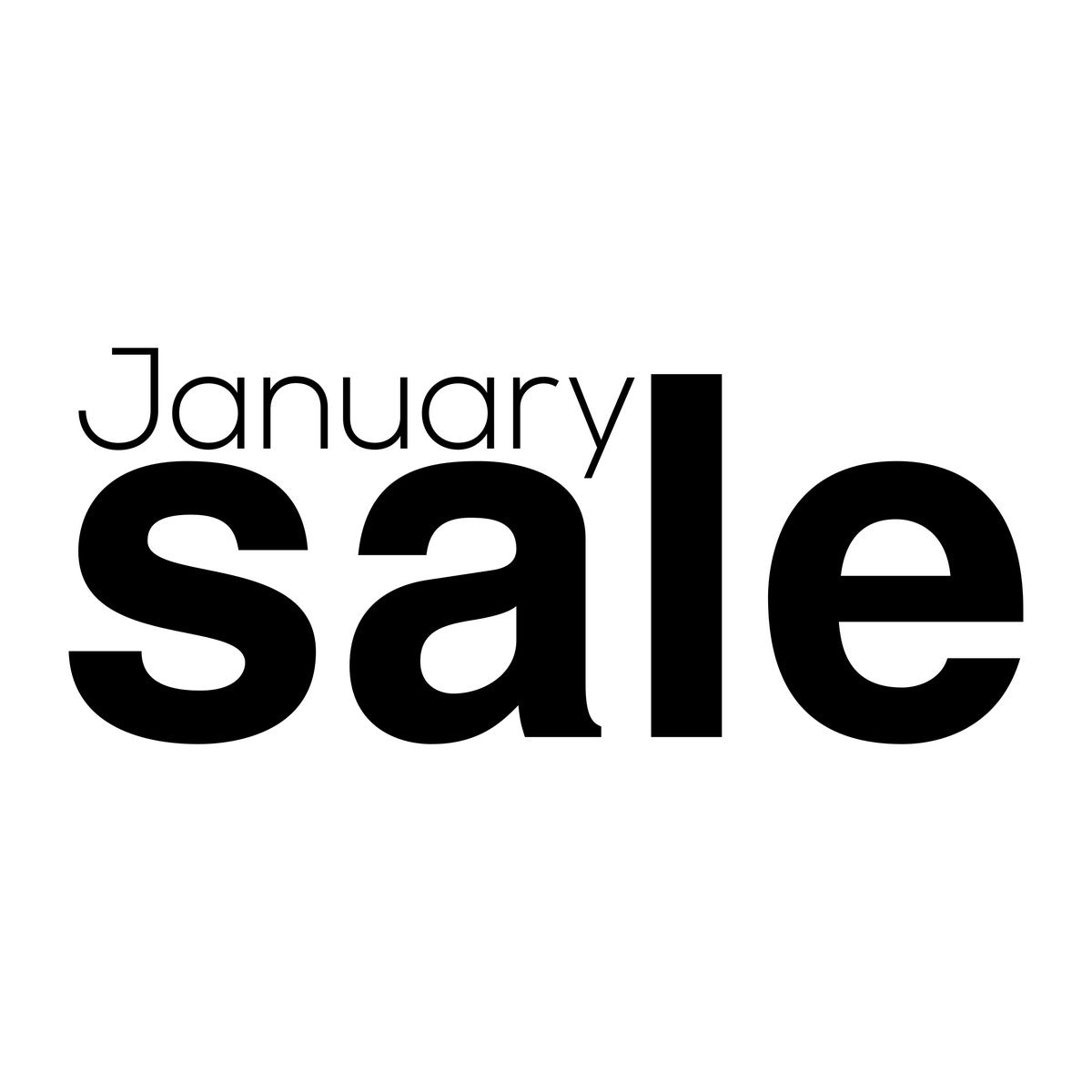 January Sale lowercase vinyl sticker design on a white background