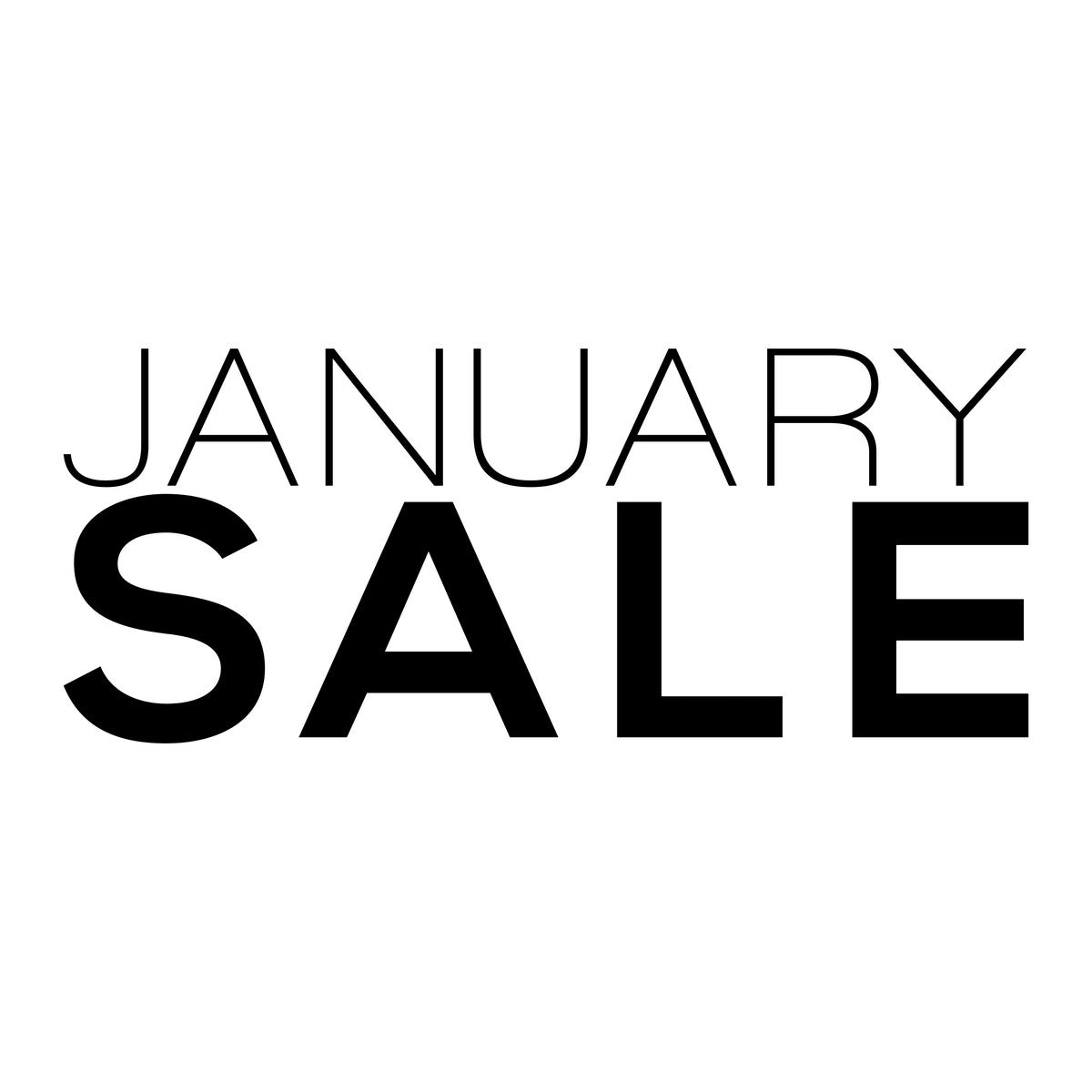 January Sale uppercase vinyl sticker design on a white background