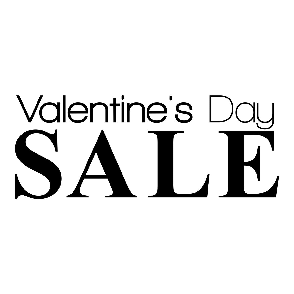Valentine’s Day Sale Shop Window Sticker black vinyl design on a white background
