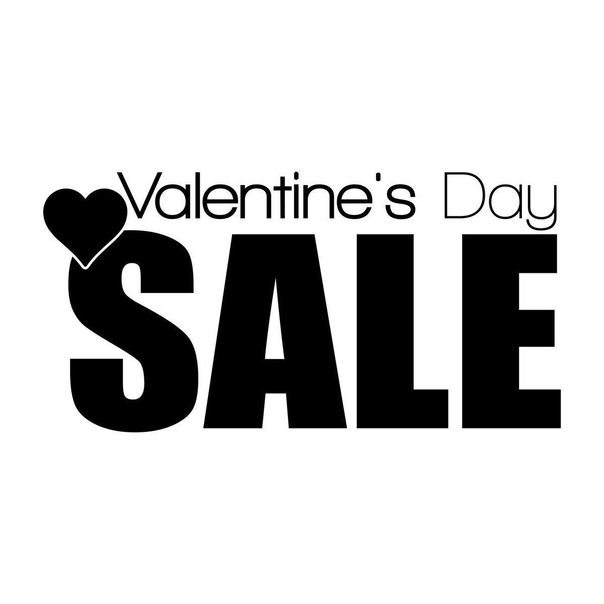 Valentine’s Day Sale Window Sticker black vinyl design on a white background