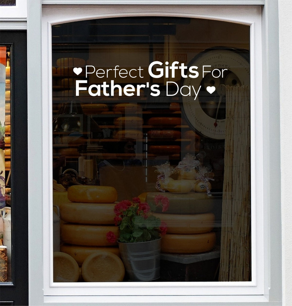 Perfect Gifts for Father's Day Window Sticker design shown in black on a plain white background