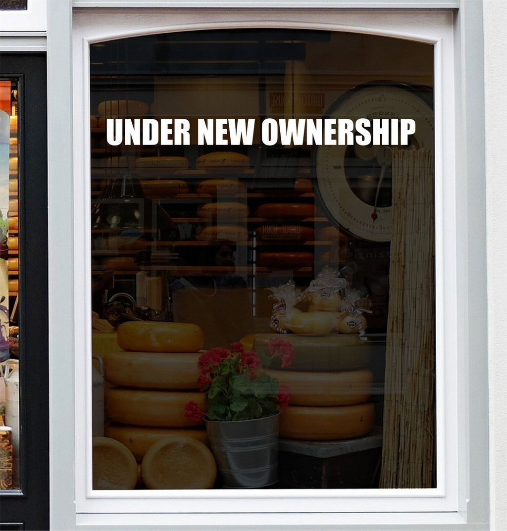 Under New Ownership Shop Window Sticker design shown in black on a plain white background