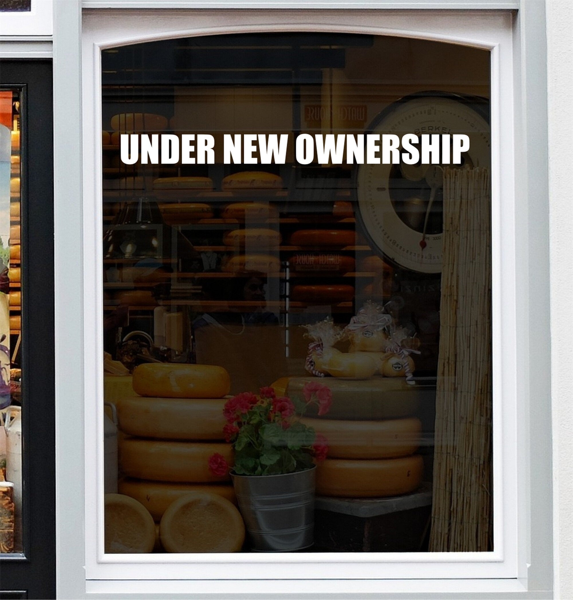 Under New Ownership Shop Window Sticker design shown in black on a plain white background