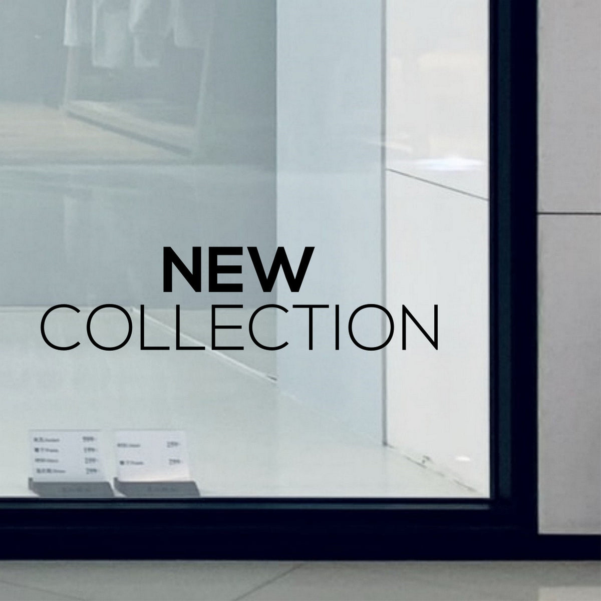 New Collection Shop Window Sticker design on a white background