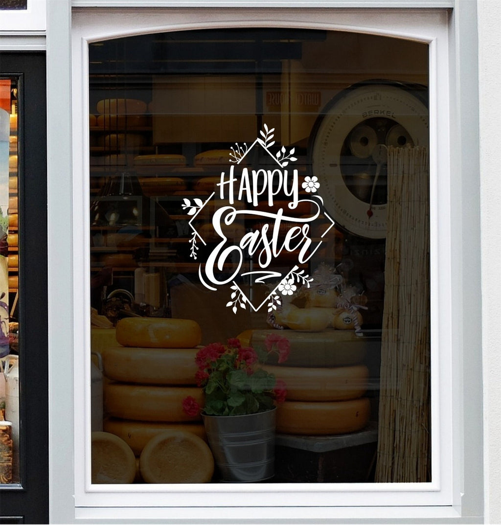 Happy Easter Shop Window Sticker shown in a shop window display