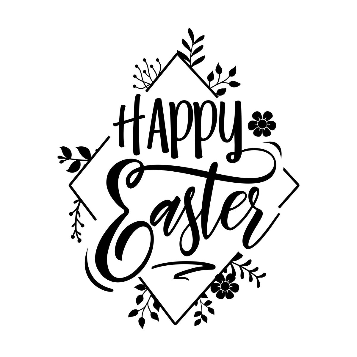 Happy Easter Shop Window Sticker black vinyl design on a white background