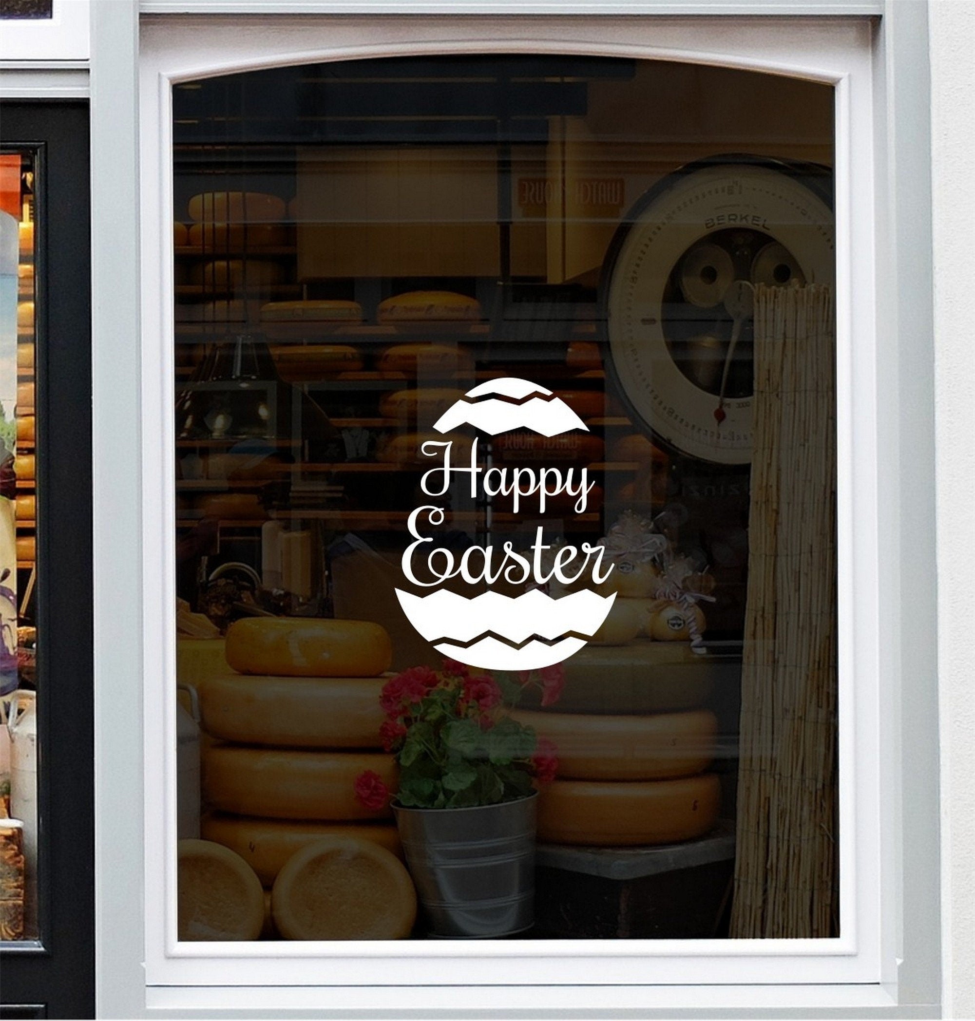 Happy Easter Window Sticker for Seasonal Displays design on a white background