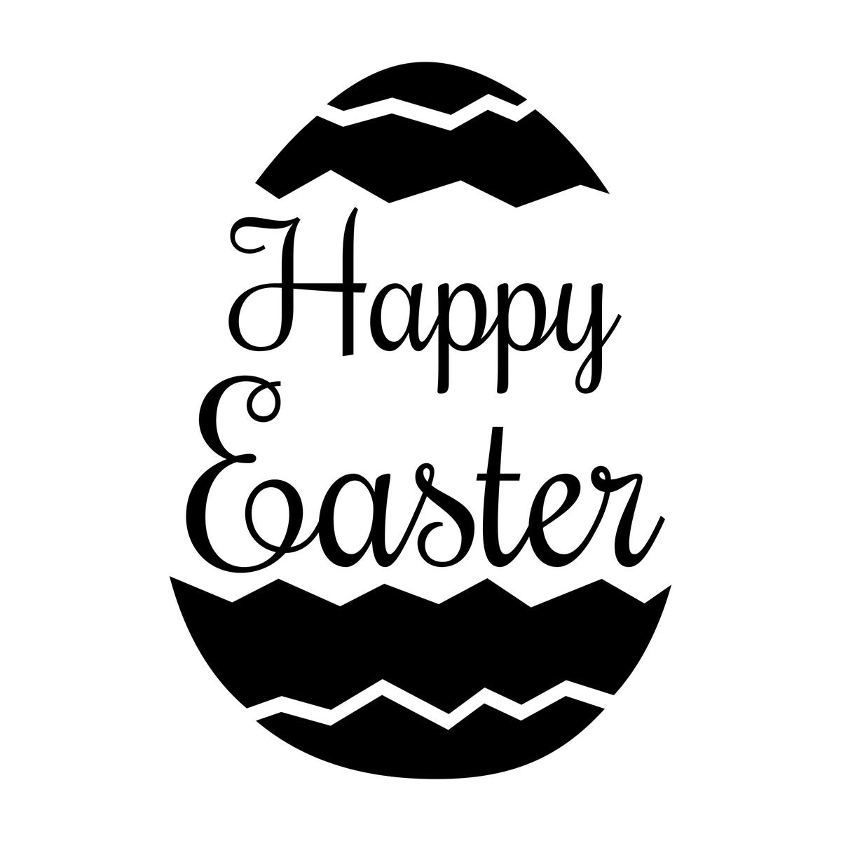 Happy Easter Window Sticker for Seasonal Displays black vinyl design on a white background