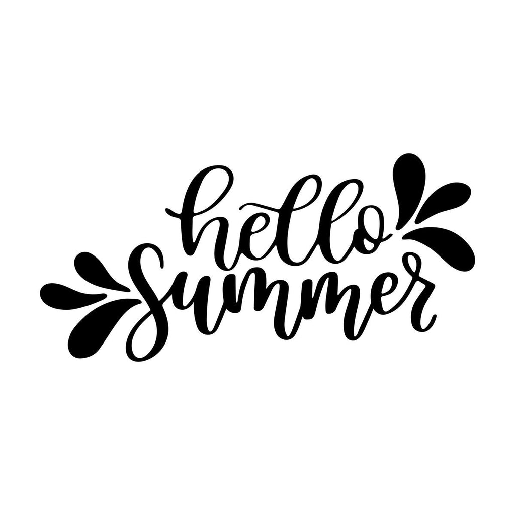 Hello Summer Shop Window Sticker black vinyl design on a white background