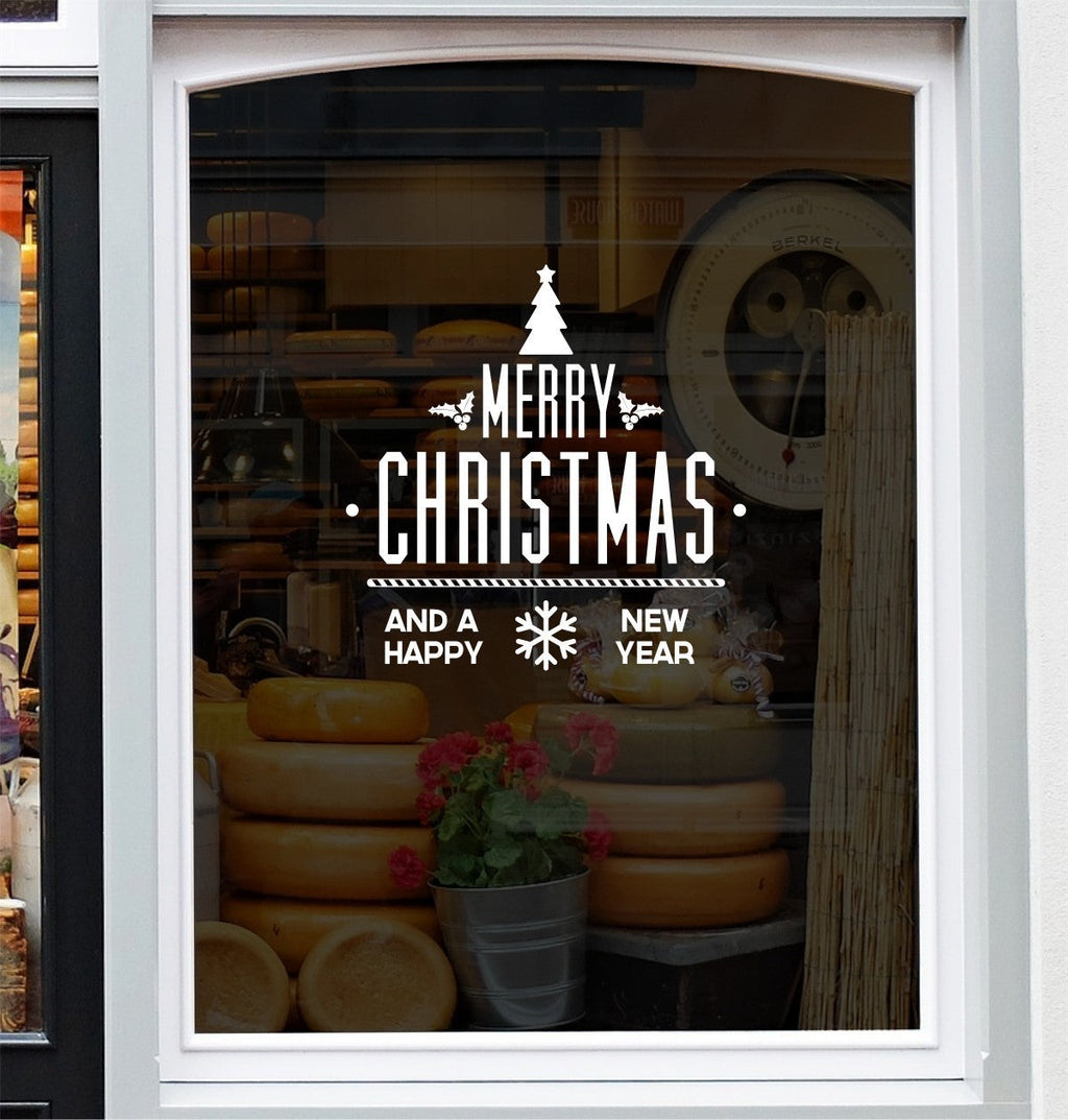 Merry Christmas and Happy New Year tree-shaped cut vinyl design preview