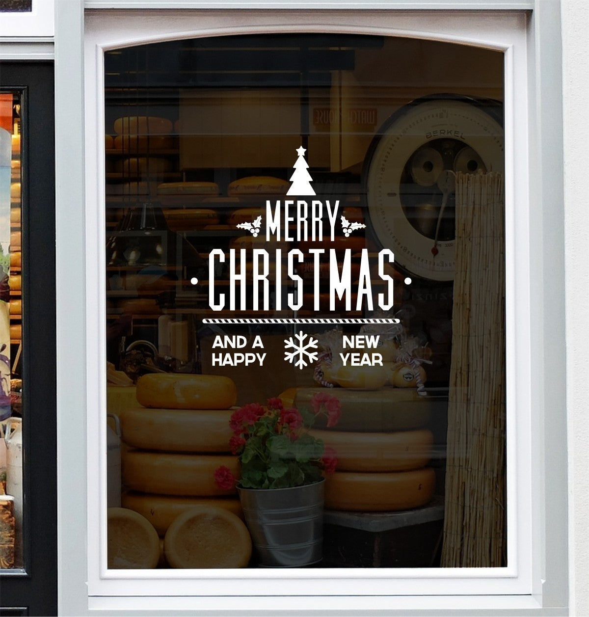 Merry Christmas and Happy New Year tree-shaped cut vinyl design preview