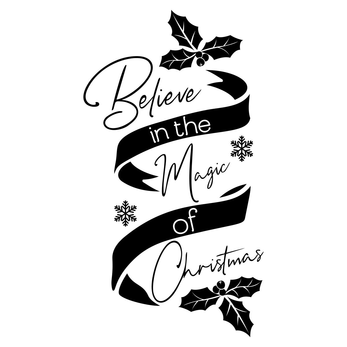 Believe in the Magic of Christmas vinyl sticker displayed in gold