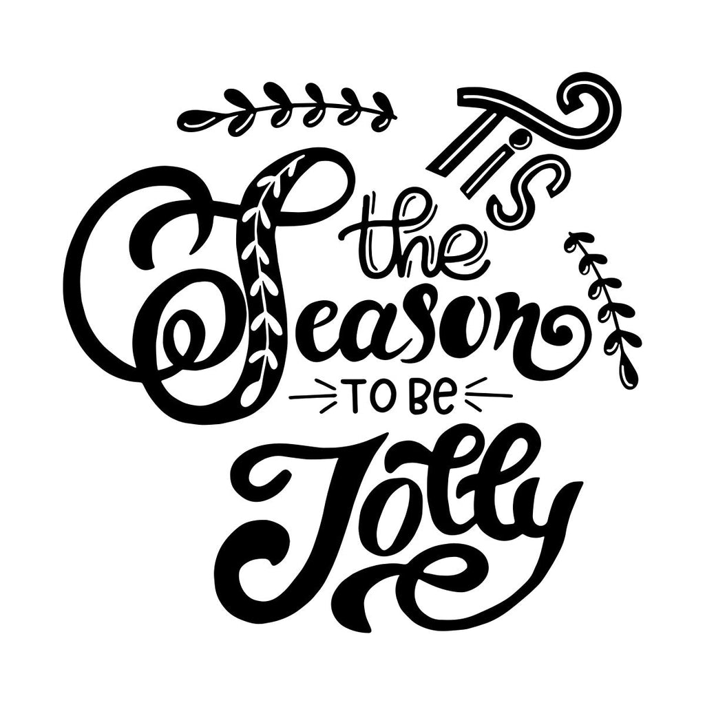 Tis the Season to Be Jolly vinyl sticker displayed in gold