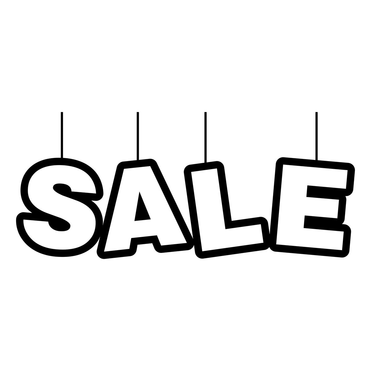Hanging Sale lettering vinyl sticker design on a white background