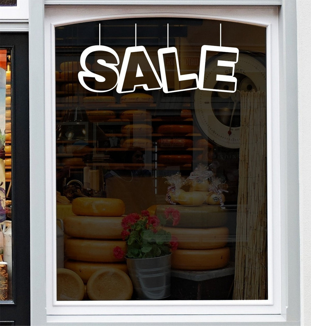Sale Shop Window Sticker for Retail Displays design shown in black on a plain white background