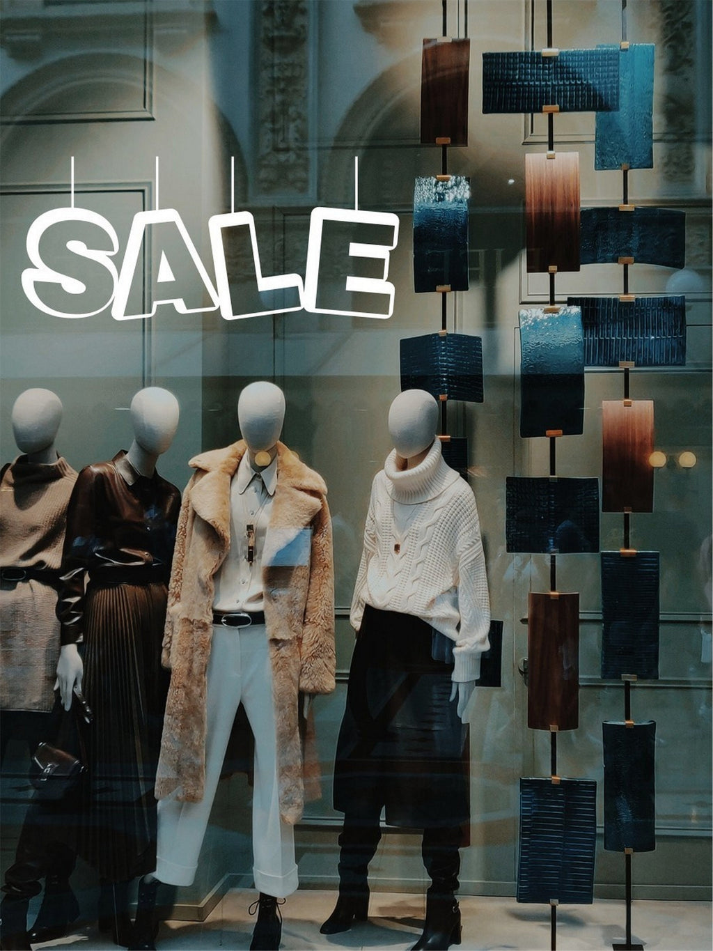 Sale Shop Window Sticker for Retail Displays shown in an alternative retail window setting
