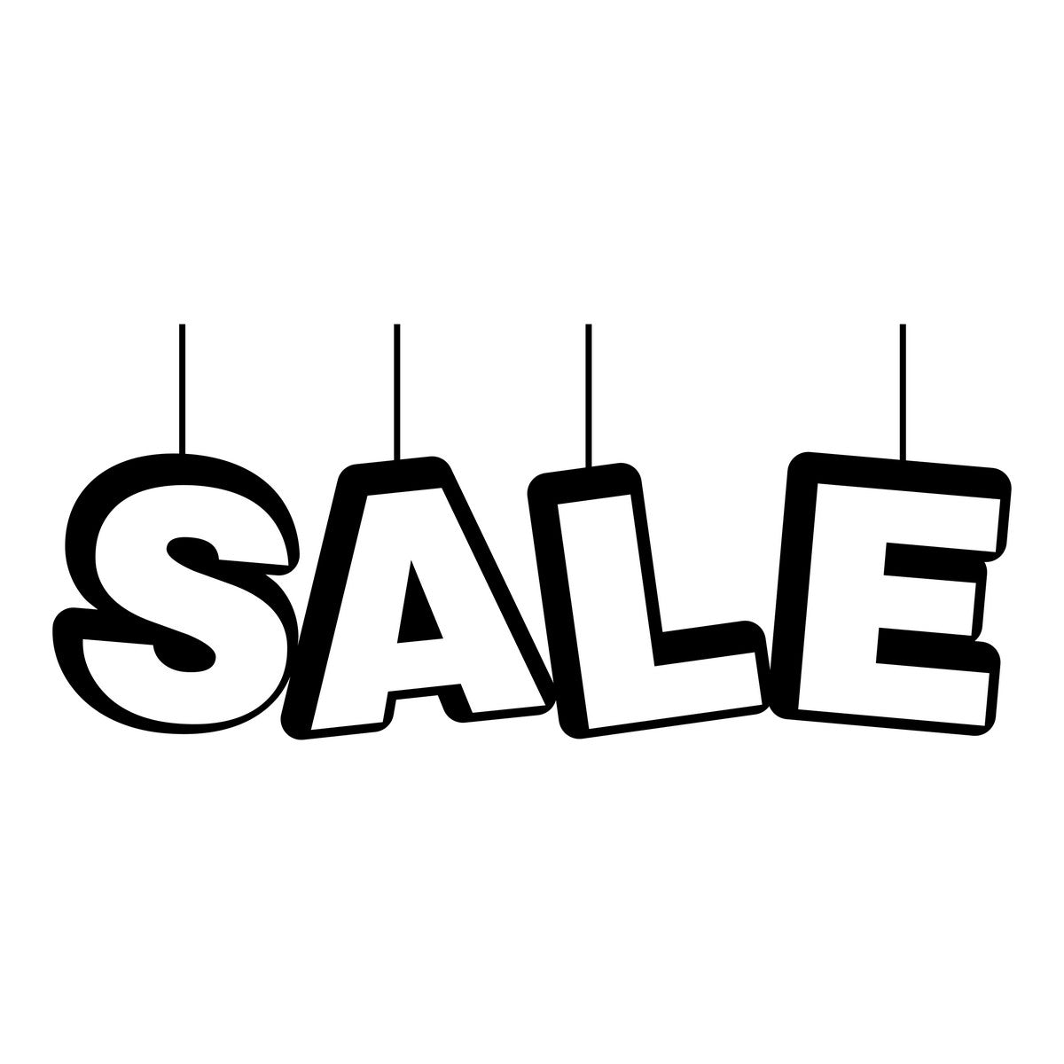 Sale Shop Window Sticker for Retail Displays black vinyl design on a white background