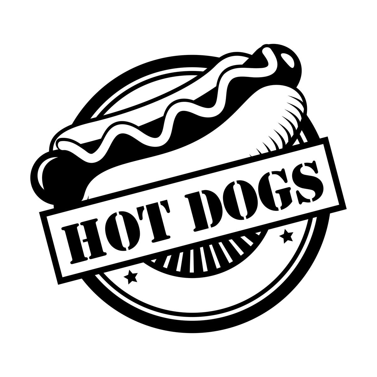 Hot Dogs Café Window Sticker black vinyl design on a white background