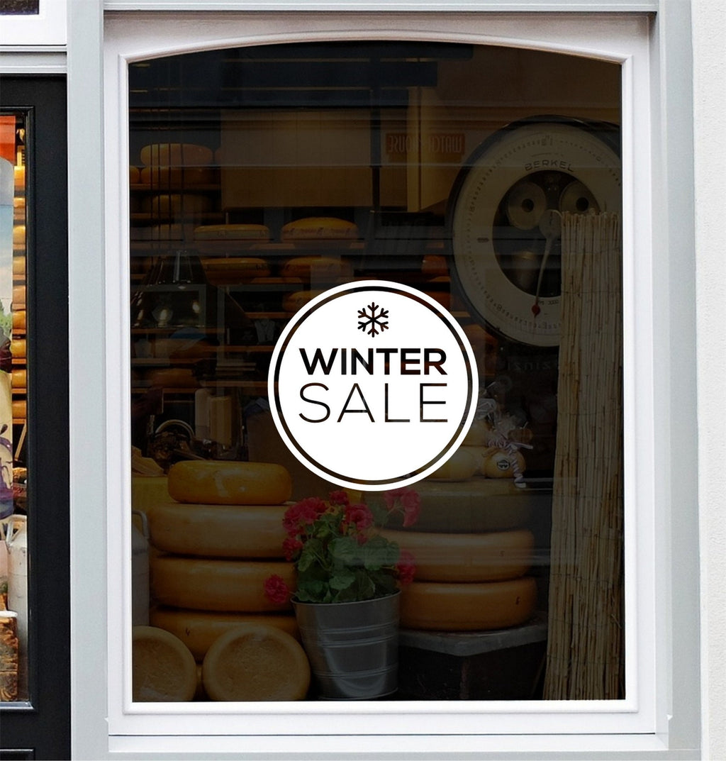 Winter Sale shop window sticker design on a white background