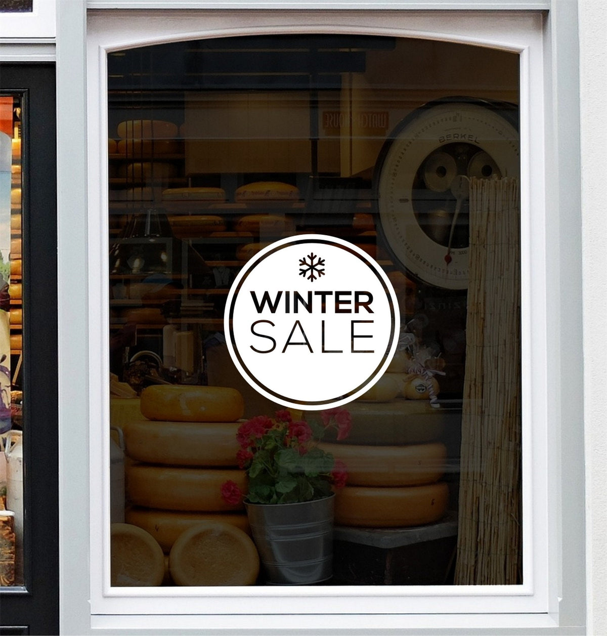 Winter Sale shop window sticker design on a white background