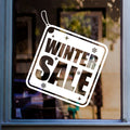 Winter Sale Shop Window Sticker shown on a blue-framed shop window