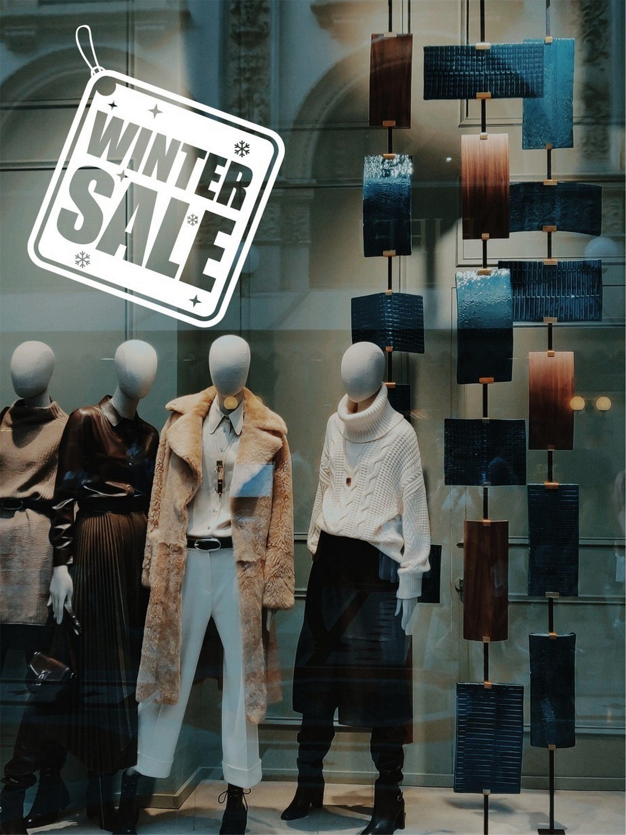 Winter Sale Shop Window Sticker applied to an indoor-facing retail window