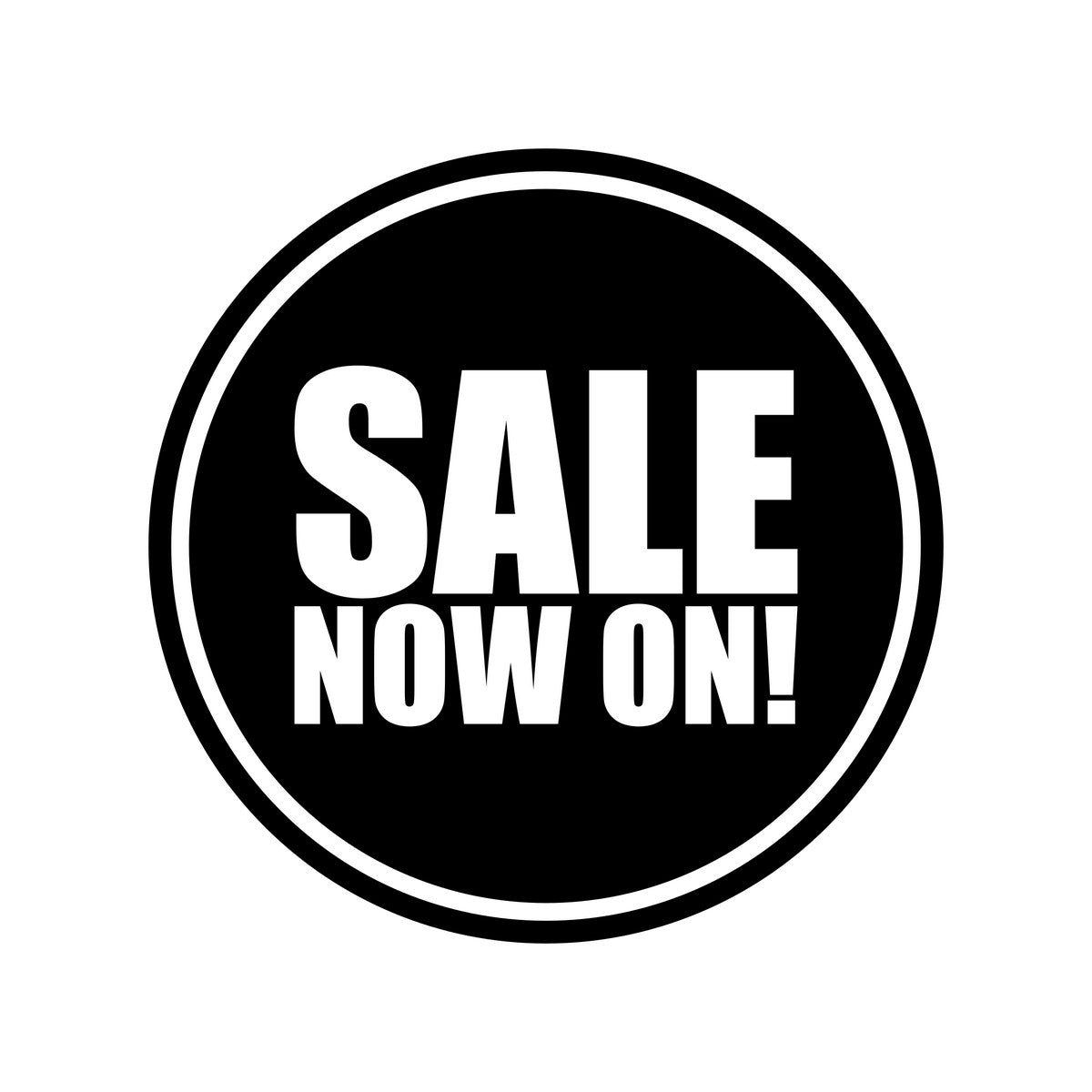 Sale Now On Window Sticker black vinyl design on a white background