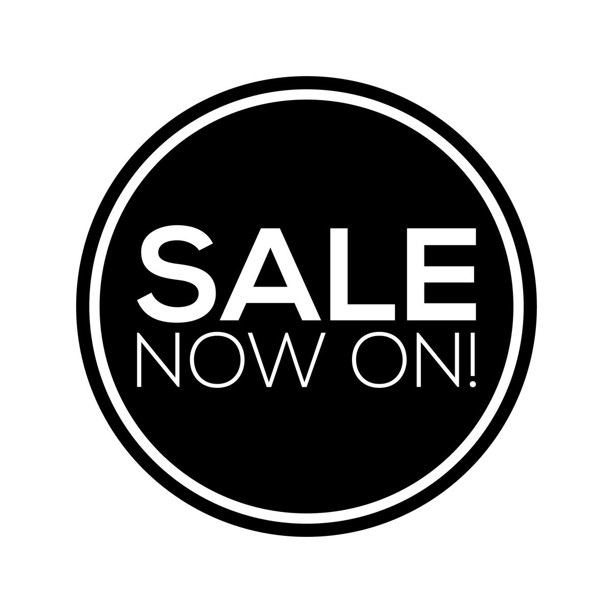 Sale Now On Shop Window Sticker black vinyl design on a white background