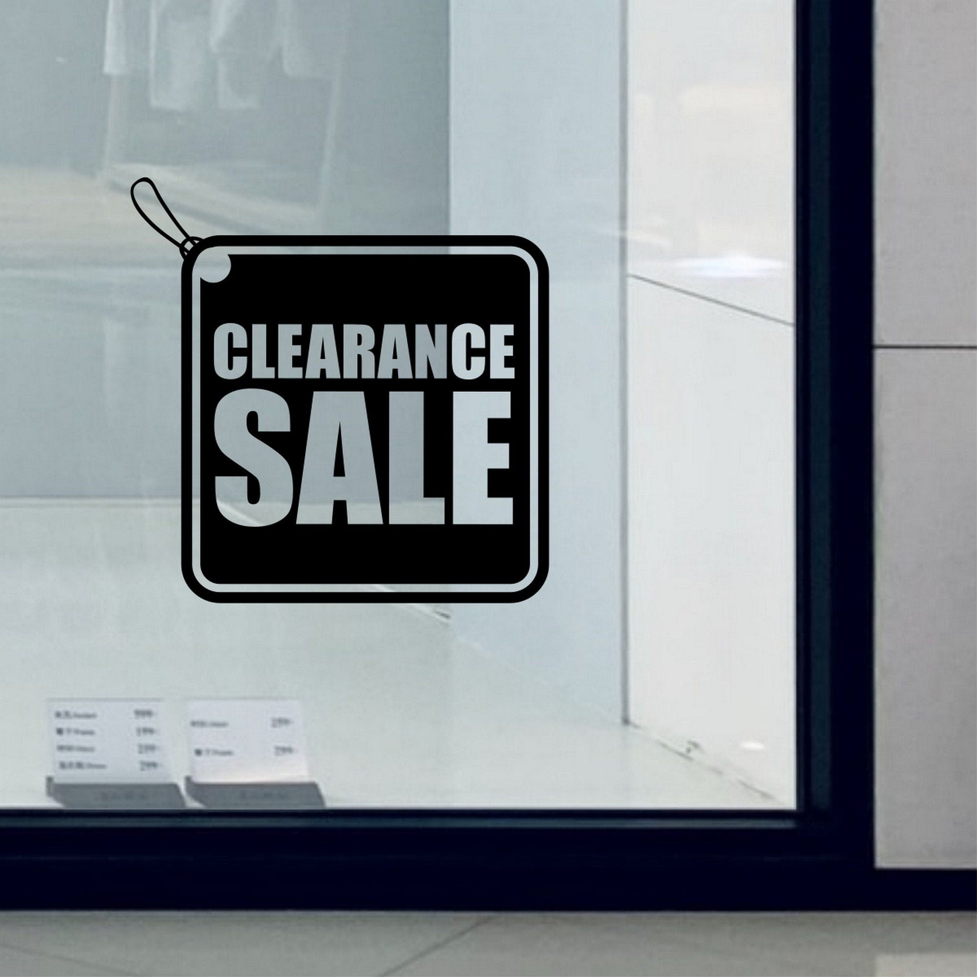 Clearance Sale shop window sticker design on a white background