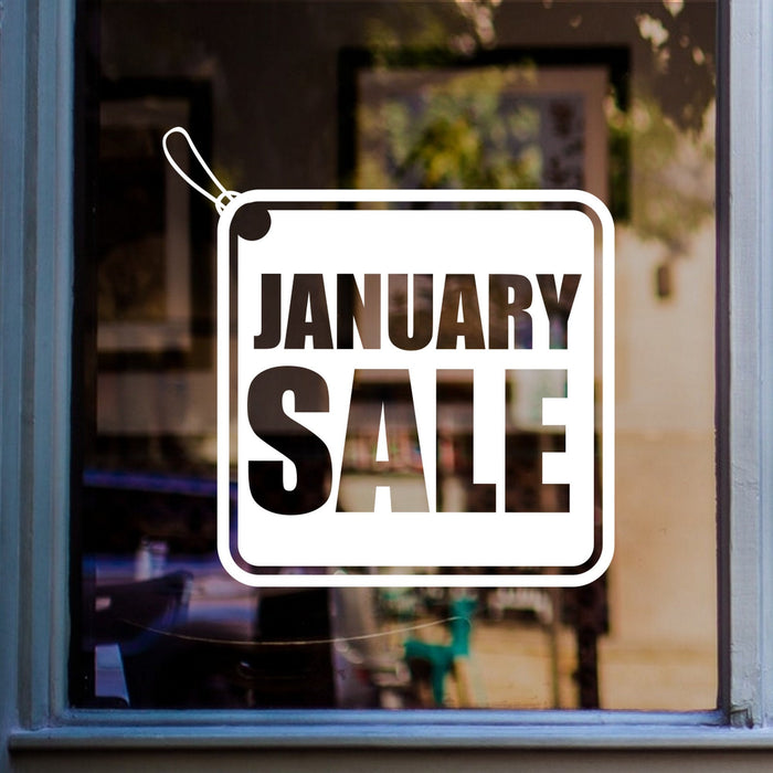 January Sale Tag Shop Window Sticker display mockup