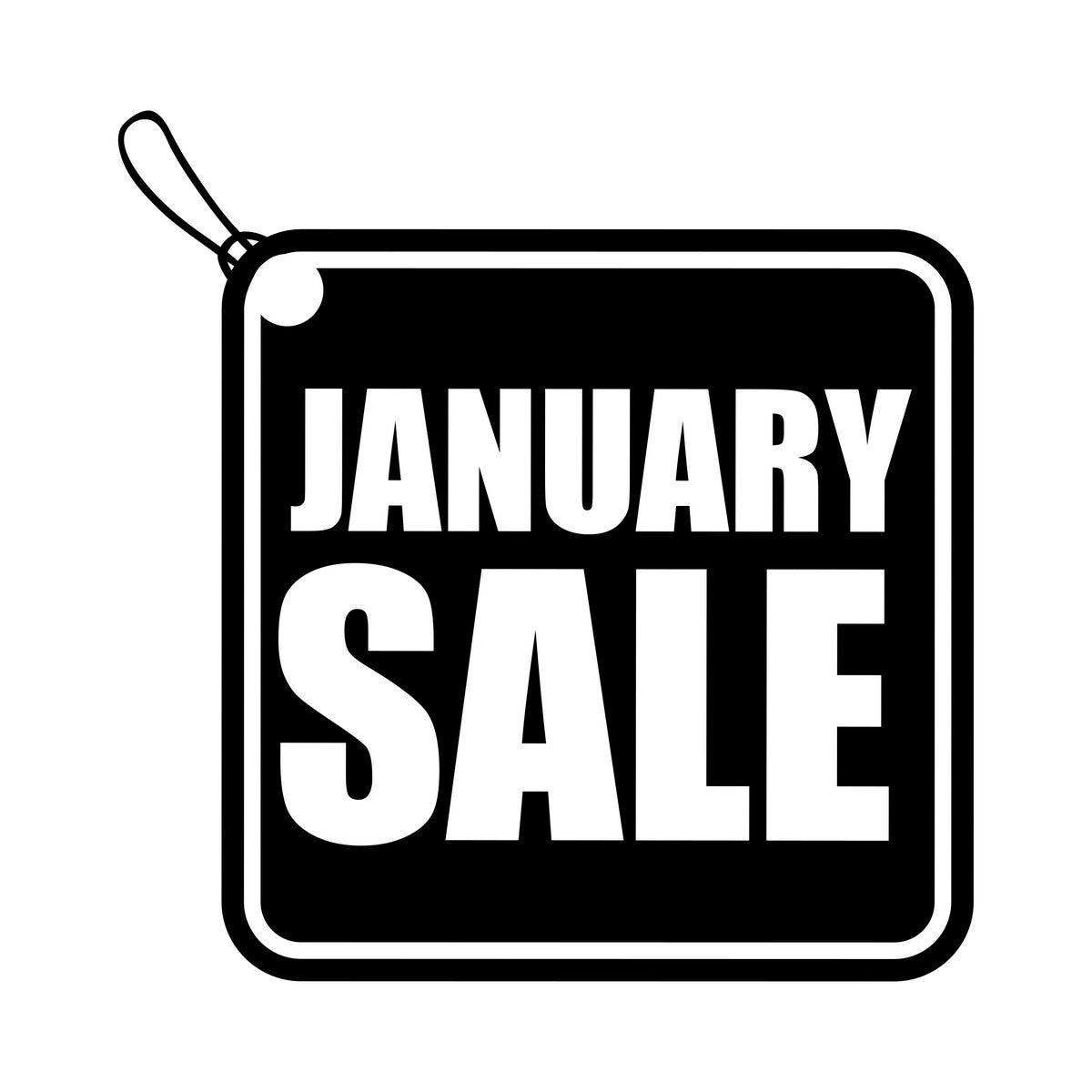 January Sale tag vinyl sticker design on a white background