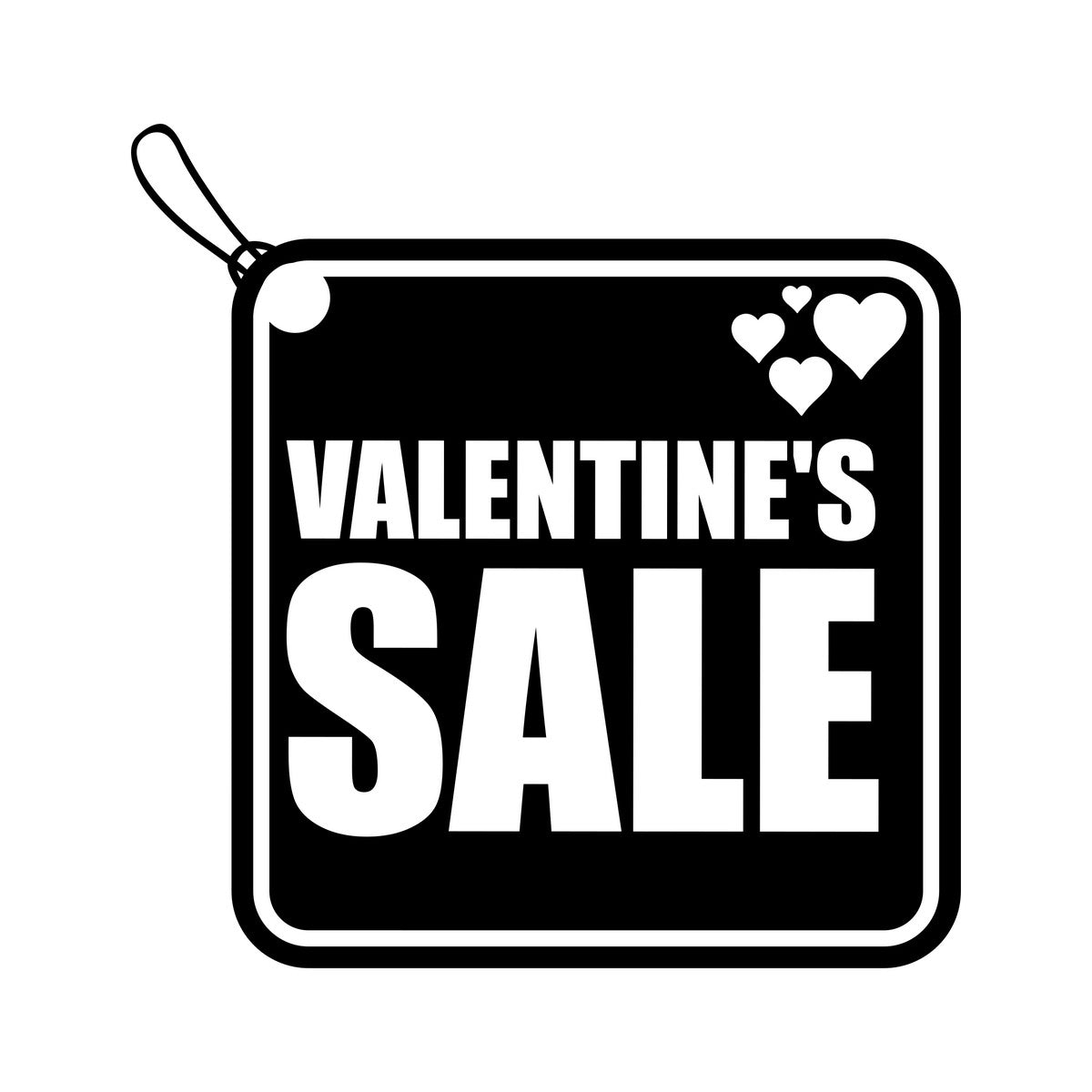 Valentine's Sale tag vinyl sticker design on a white background