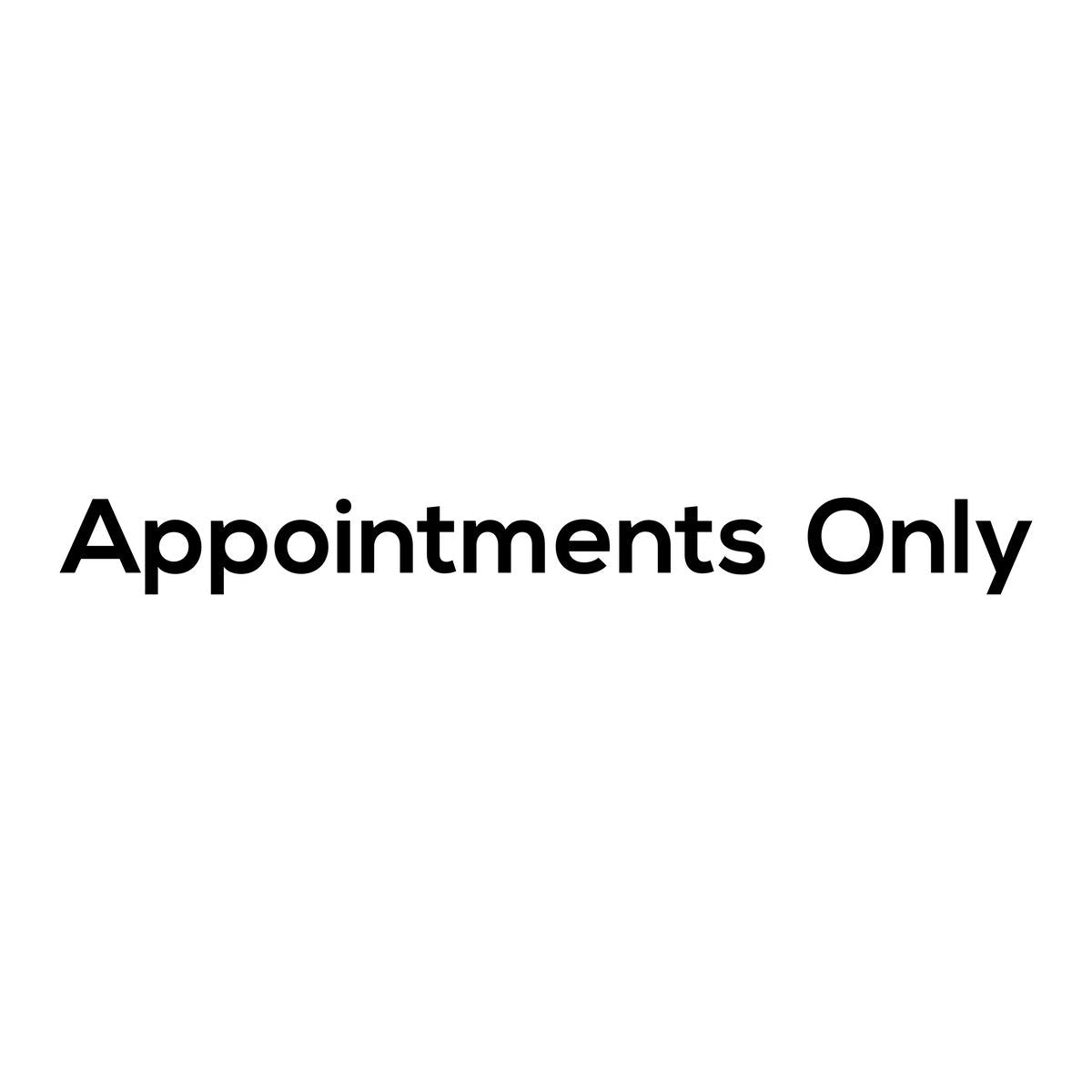 Appointments Only Salon Window Sticker black vinyl design on a white background