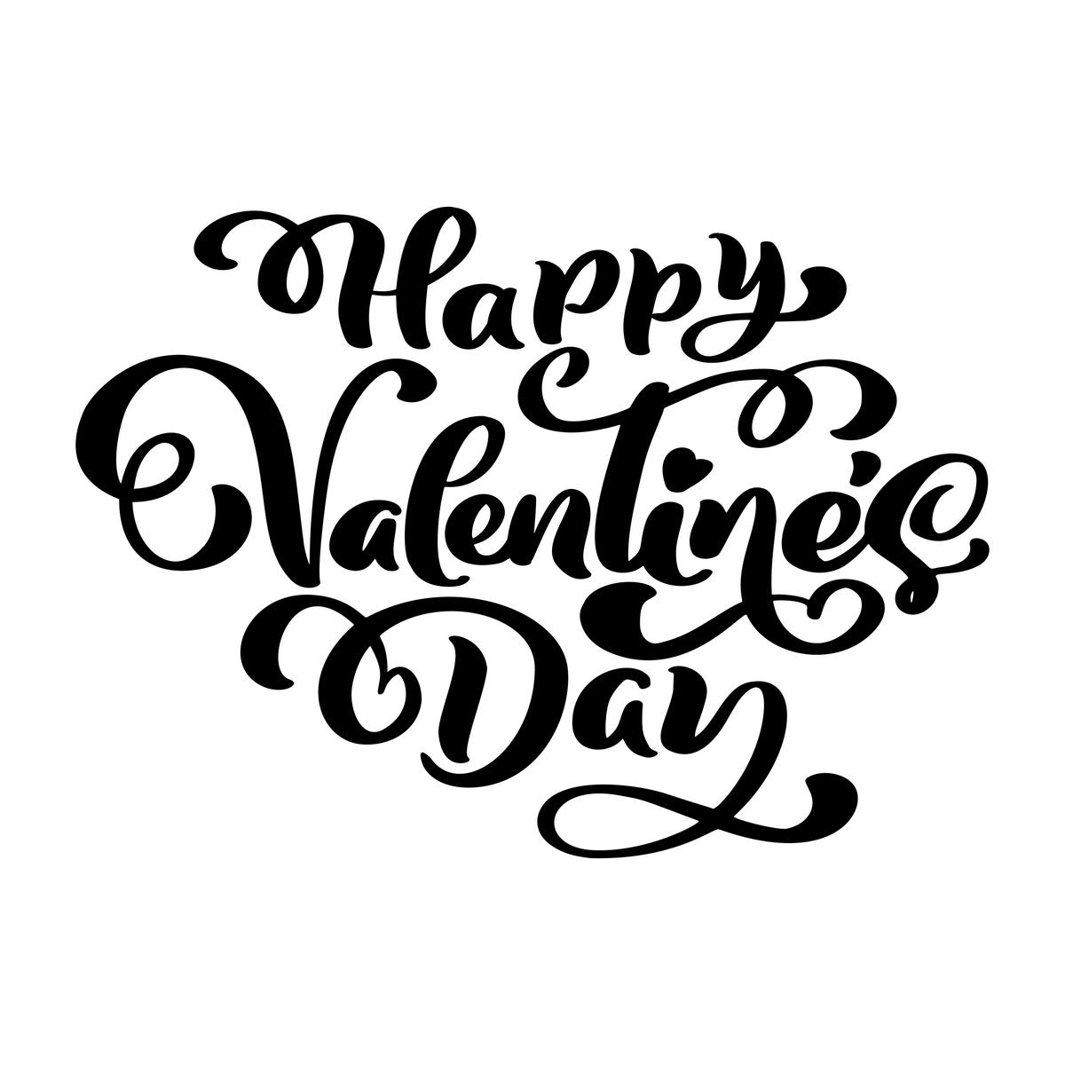 Happy Valentine’s Day Shop Window Sticker black vinyl design on a white background