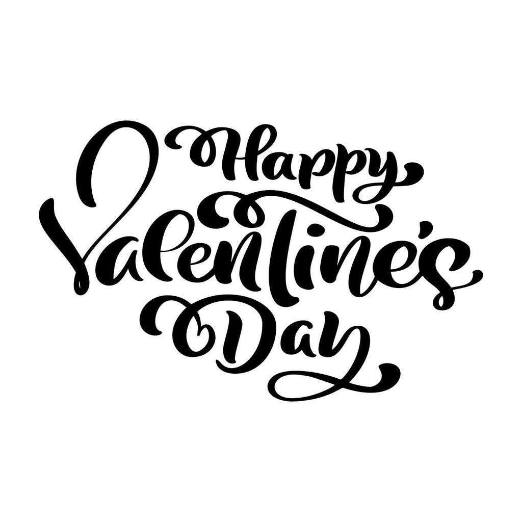 Happy Valentine’s Day Heart Script Window Sticker black vinyl design on a white background