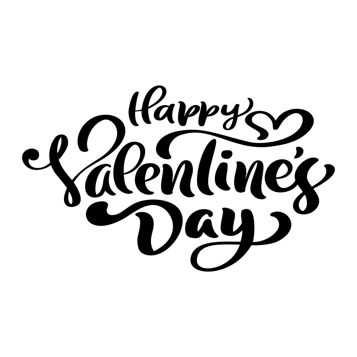 Happy Valentine's Day script vinyl sticker design on a white background