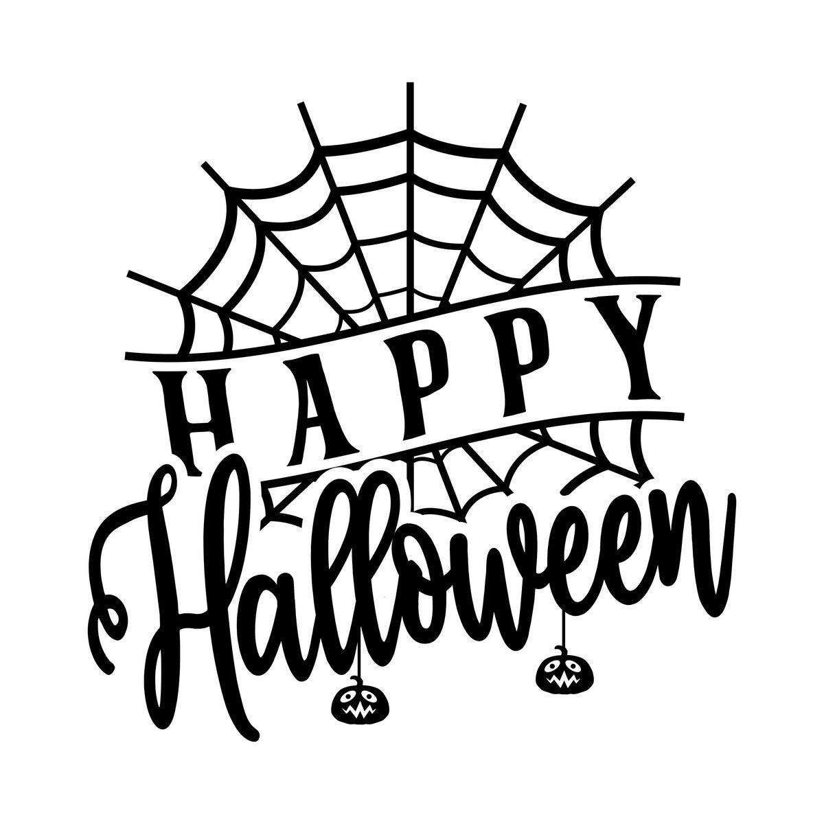 Happy Halloween Cobweb Window Sticker black vinyl design on a white background