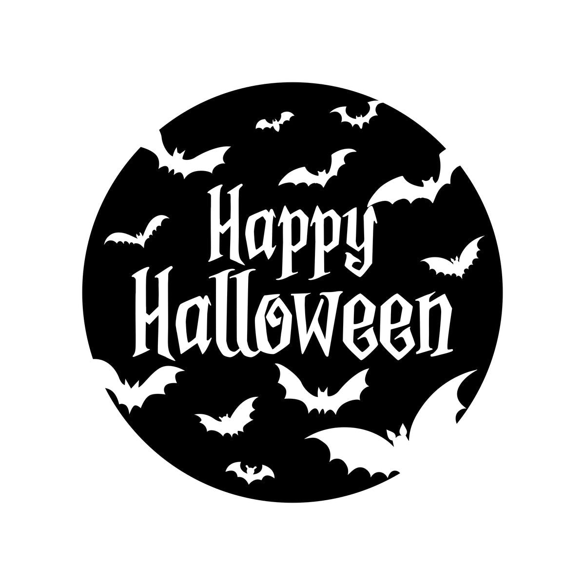 Happy Halloween Bats Window Sticker black vinyl design on a white background